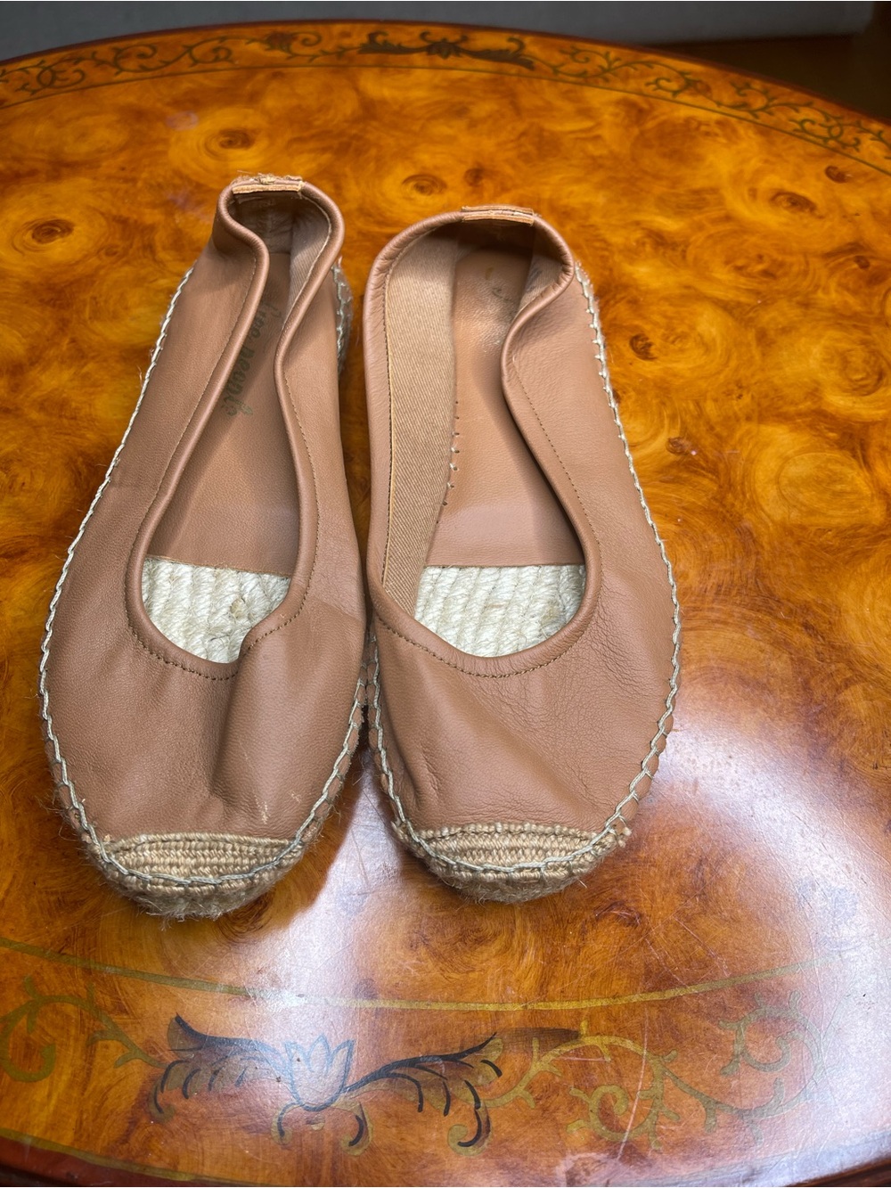 Free People Leather Espadrille Flats in Tan